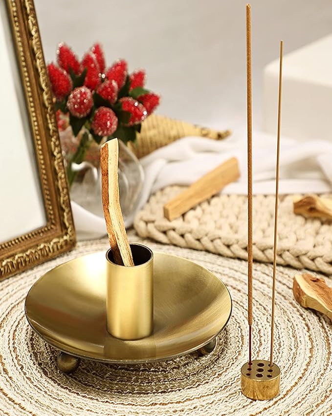 Palo Santo Holder for Sticks, Incense Burner for Palo Santo, Come with Incense Holder 9 Holes, Wood Bowl and Incense Stand Ash Catcher HOCUROAY