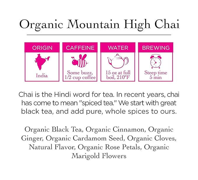 Two Leaves and a Bud Organic Mountain High Chai Tea Bags, Whole Leaf Black Tea and Spices in Compostable Sachets, 100 Count (Pack of 1) - Bloomnest