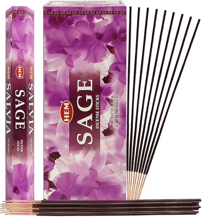 TRUMIRI Sage Incense Sticks & Holder Bundle: 120 Sticks (6 Packets of 20), 1 Holder TRUMIRI