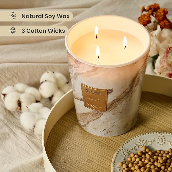 M&SENSE NoirAir Scented Candles for Home, 3-Wick Highly Scented Jar Candles, Extra Large Candle 35 Oz 150 Hours Long Lasting Burning, Relaxing Aromatherapy Candle for Stress Relief, Meditation - Bloomnest