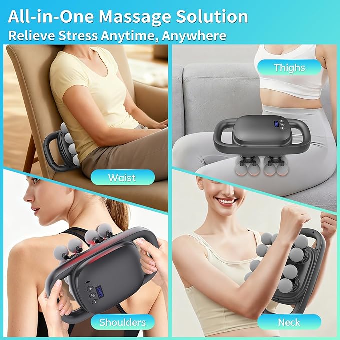 16 Head Massage Gun, Deep Tissue Percussion Massager with 99 Intensity Levels for Neck, Back, Shoulders, Legs Pain Relief & Recovery - Bloomnest