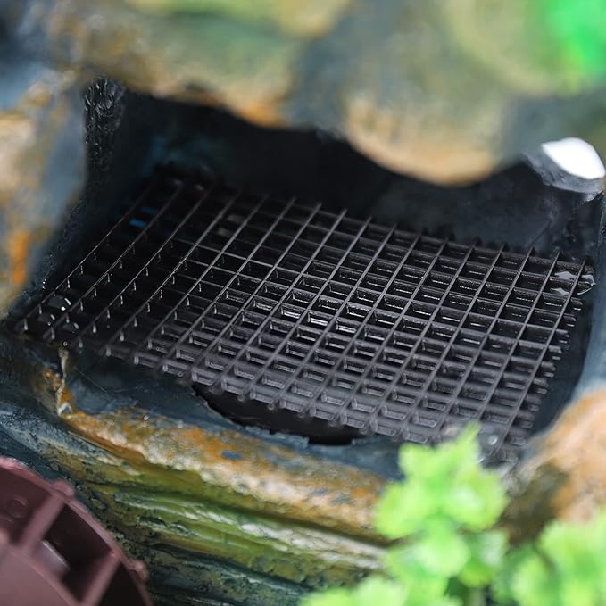 110V Small Rockery Water Fountain Indoor Desktop Resin Waterfall Fountain with LED Lights, Desktop Fountain Waterfall with Rockery, Desktop Ornament for Living Room, Office Decoration