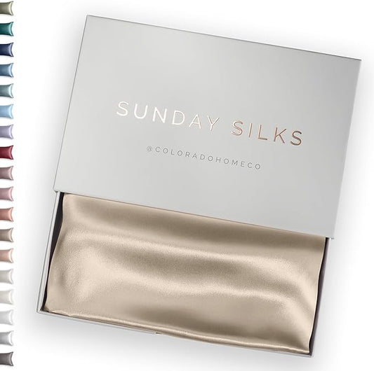 SUNDAYSILKS™ 100% Mulberry Silk Pillowcase, Silk Pillow Cases for Hair & Skin, Superior to Satin Pillowcase, with Zipper, Standard, Queen, King Sizes, Anti-Wrinkle, Cooling, Non-Slip Silk Pillowcases - Bloomnest