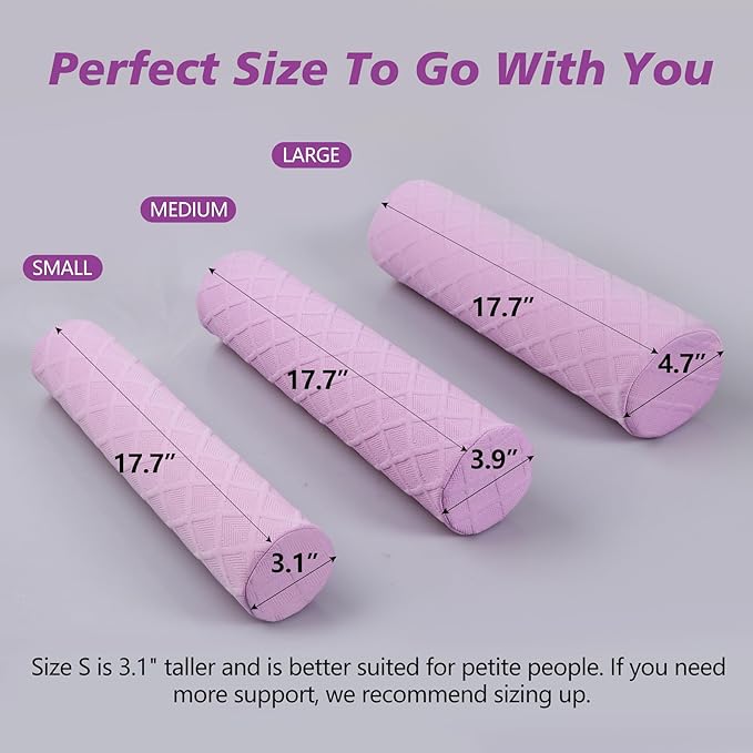 Cozyhealth Cervical Roll Pillow, Medium Soft Memory Foam Neck Round Pillow Cylinder Bolster Pillow for Sleeping, Round Neck Support for Bed, Legs, Back and Yoga (Purple, Medium - 3.9" H) - Bloomnest