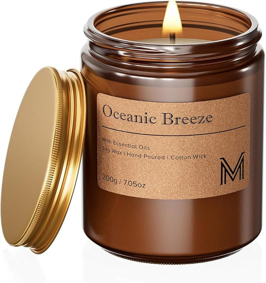 M&SENSE Oceanic Breeze Candles for Home Scented Aromatherapy Candle Gift Set for Women and Men,7.05oz Soy Wax Long Lasting Amber Jar Candles Gift for Birthday Housewarming Mother's Valentine Day - Bloomnest