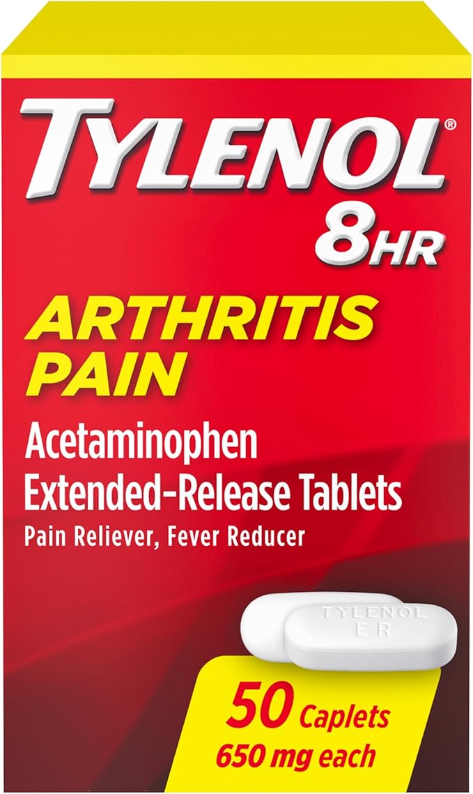 Tylenol 8 Hour Arthritis Pain Relief Extended-Release Tablets, 650 mg Acetaminophen, Joint Pain Reliever & Fever Reducer Medicine, Oral Pain Reliever for Arthritis & Joint Pain, 50 Count - Bloomnest