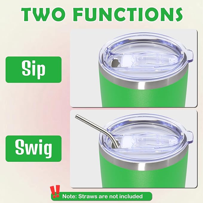 20oz Tumbler Bulk Stainless Steel Tumbler Cup with Lid Vacuum Insulated Double Wall Travel Mug, Durable Powder Coated Travel Coffee Tumbler Mug for Hot & Cold Drinks, Green,12 Pack