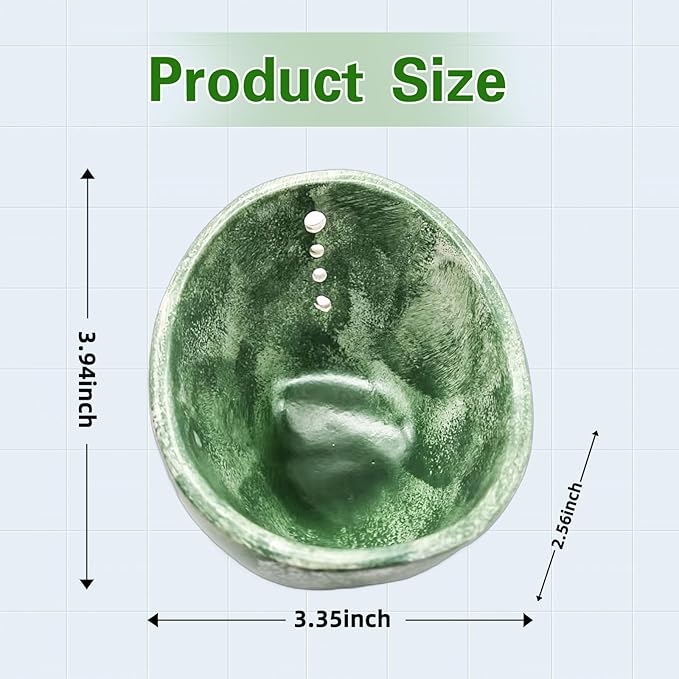 Herb Stripper, Herb Chopper, Herb Stripper Bowl, Kitchen Herb Stripping Tool for Kale, Small Pottery Herb Stripper Ceramic Bowl, Suitable for Peeling off the Leafy Assembly (Green Glaze) - Bloomnest