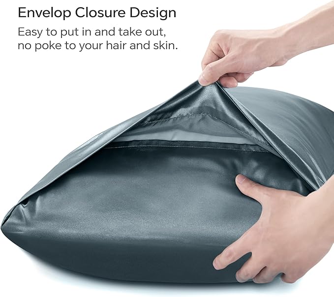 BEDELITE Satin Body Pillow Cover, Super Soft and Cooling Body Pillow Pillowcase for Hair and Skin, Breathable Silky Full Long Pillowcase Cover(20"x54", Space Grey) - Bloomnest