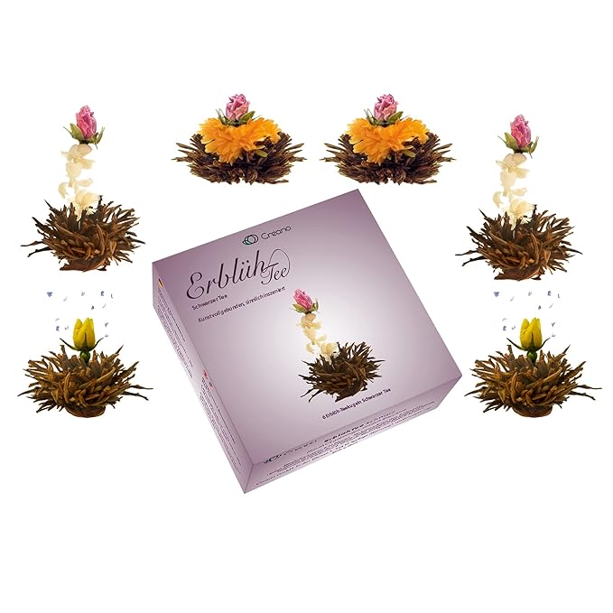 Creano Flowering Tea – Flower Tea Ball Gift set with 17oz Glass Teapot - Black tea - Bloomnest