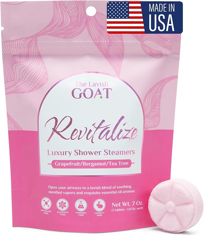 TLG Revitalize Shower Steamers Aromatherapy 7 Pack – USA Made with Menthol, Grapefruit, Bergamot & Tea Tree Essential Oils – Long-Lasting Citrus Shower Bombs – Gift for Men & Women - Bloomnest