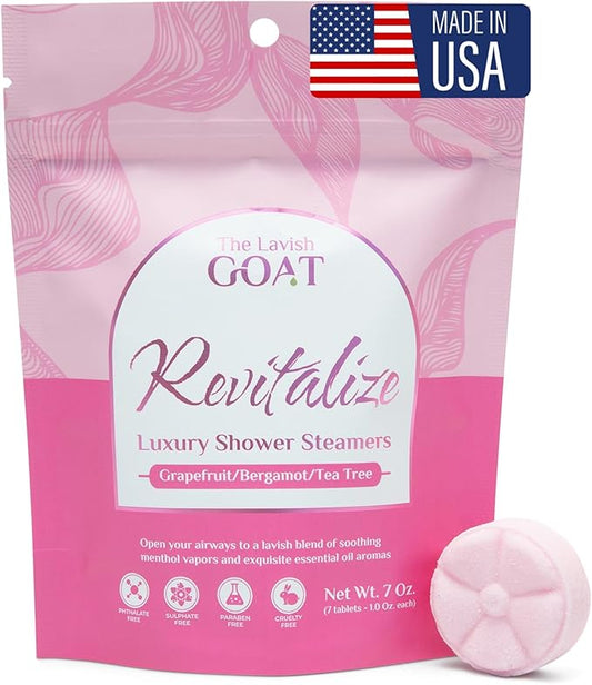 TLG Revitalize Shower Steamers Aromatherapy 7 Pack – USA Made with Menthol, Grapefruit, Bergamot & Tea Tree Essential Oils – Long-Lasting Citrus Shower Bombs – Gift for Men & Women - Bloomnest