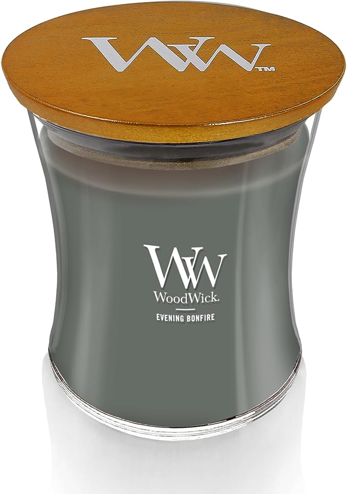 WoodWick Evening Bonfire Holiday Candle Gifts for Women and Men, 9.7 oz Medium Hourglass Candle with Crackling Wick - Bloomnest