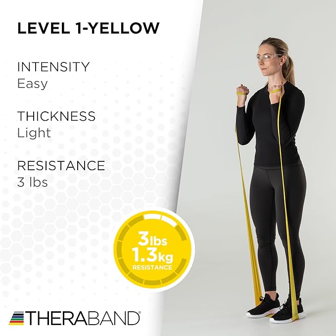 THERABAND Resistance Band 25 Yard Roll, Non-Latex Professional Elastic Stretch Bands for Upper & Lower Body Exercise Workouts, Physical Therapy, Lower Pilates, Flexibility, & Rehab, Dispenser Box - Bloomnest