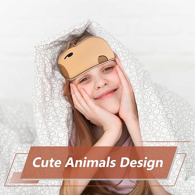 Cute Capybara Sleeping Mask Eye Mask Funny Animal 3D Contoured Sleep Mask Soft Breathable Blindfold Travel Eye Cover Eyeshade for Kids Adults Girls Boys Women Men (Capybara, Brown) - Bloomnest