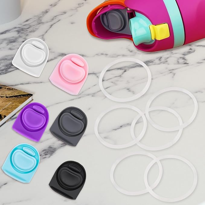 6 Sets Replacement Stopper and O Ring Gasket Compatible with Owala FreeSip 24oz 32oz,Water Bottle Lid Insert Cap Rubber Seal Parts for Owala 16/19/24/32/40oz Mouthpiece Accessories F5 Frokolla