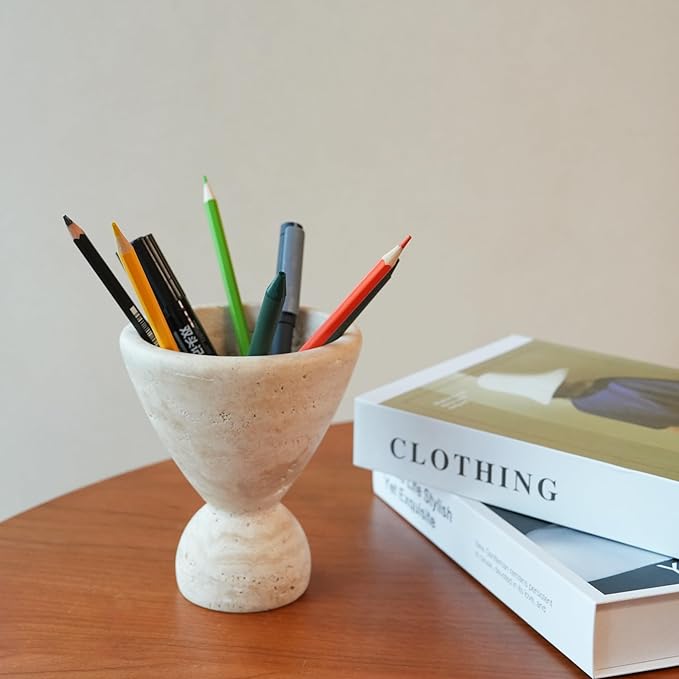 Wild Works Vintage Travertine Cave Stone Incense Mid-Ancient Minority Abstract Geometric Ornament Home Decor Indoor