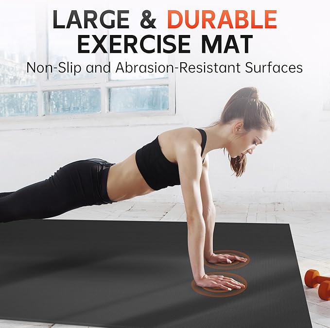 Extra Large Exercise Mat, 10’ x 6'/ 8’ x 6’/ 7’ x 5’/ 6’ x 4’- 7MM Thick Workout Mat for Home Gym, High-Density Gym Mat for Home Gym Floor, Non Slip Large Yoga Mat - Bloomnest