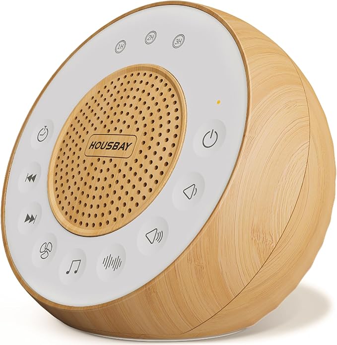Housbay White Noise Sound Machine for Sleeping, 31 Soothing Sounds, Small Sleep Machine for Adults, Wood Grain Design for Bedroom & Noise Canceling - Bloomnest