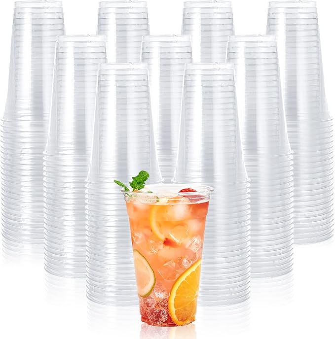 Lilymicky 600 Pack 20 oz Clear Plastic Cups, PET Disposable Drinking Cups, Crystal Clear, Perfect for Ice Coffee, Smoothie, Soda, or Any Cold Drinks - Bloomnest