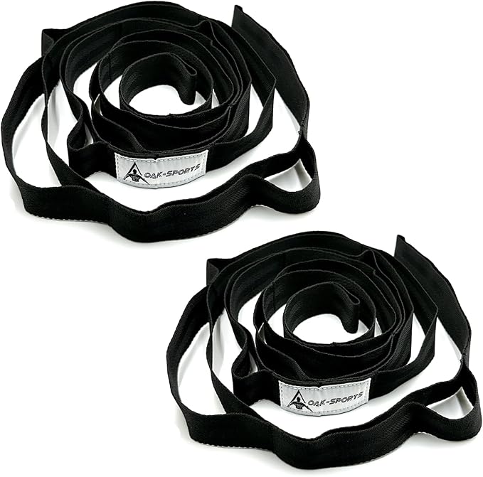 Stretching Strap Yoga Strap with Loops, Stretch Straps for Physical Therapy, Non-Elastic Exercise Strap for Pilates, Dance and Gymnastics with Workout Guide - Bloomnest
