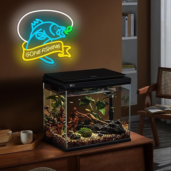Go Fishing Neon Sign – Fishing Light for Fishing Cabin, Man Cave, Tackle Shop – Fishing LED Neon Sign Suitable for Fishing Lovers, Gifts for Anglers & Outdoor Decor（14 * 13.2in） - Bloomnest