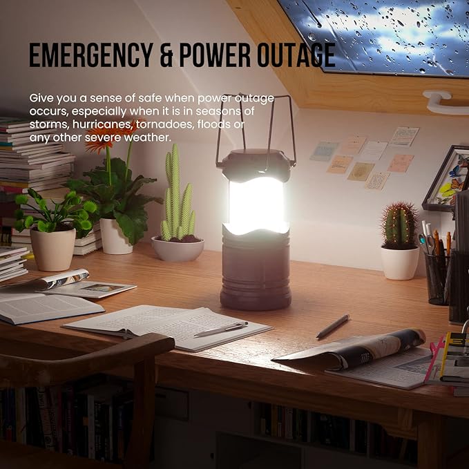 Lichamp LED Camping Lantern, 4 Pack Battery Powered Flashlight for Power Outages, Portable Collapsible Hanging Light Essential for Home, Outdoor, Emergency Lamp Survival Kit Gear for Hurricane, Black - Bloomnest