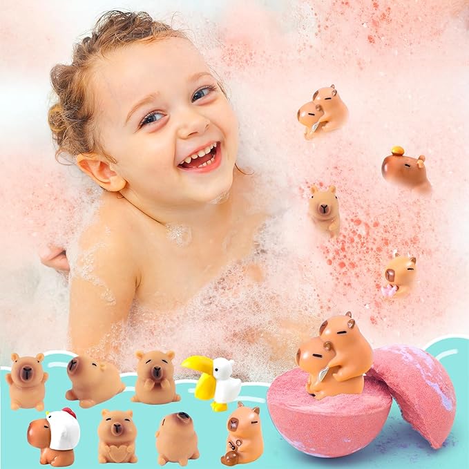 Bath Bombs for Kids with Surprise Inside Organic Bath Bombs Set for Girls Boys with Capybara Toys Inside Ideal Kids Birthday Christmas Easter Gift - Bloomnest