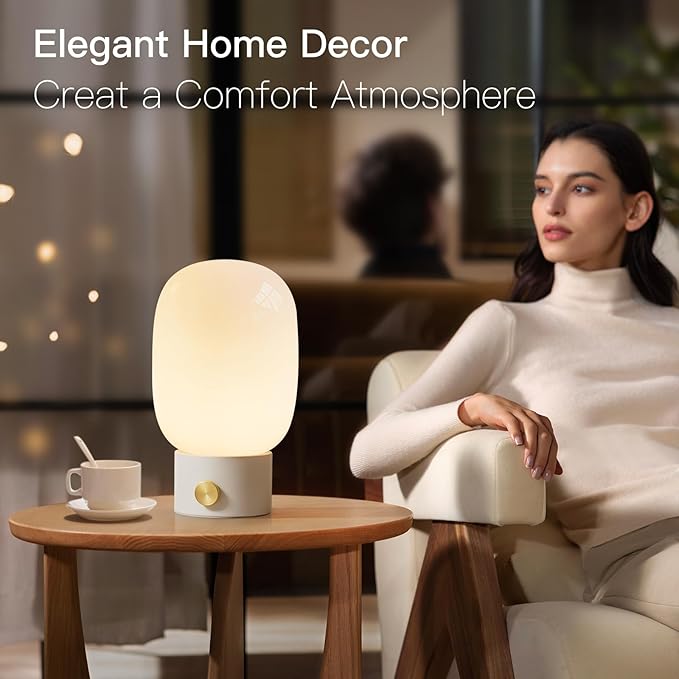 ONEWISH Bedside Table Lamp, Modern Small Desk Light with Warm LED Bulb, Fully Dimmable Nightstand Lamp for Home Decor, Birthday Gift - Bloomnest