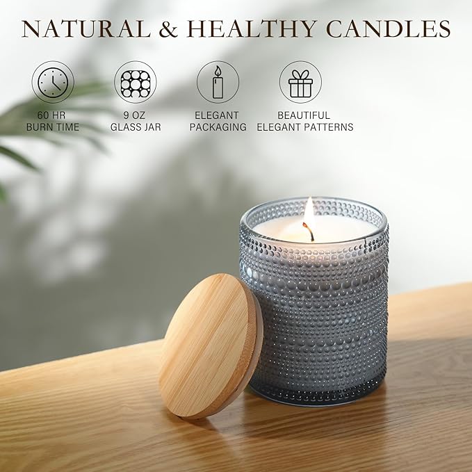 Mid Summer's Night Scented Candle with Lid, 60+ Hours Musk, Patchouli, Sage Jar Candle Aromatherapy Candle for Home, Soy Wax Cotton Fiber Wicks, Giftable - Bloomnest