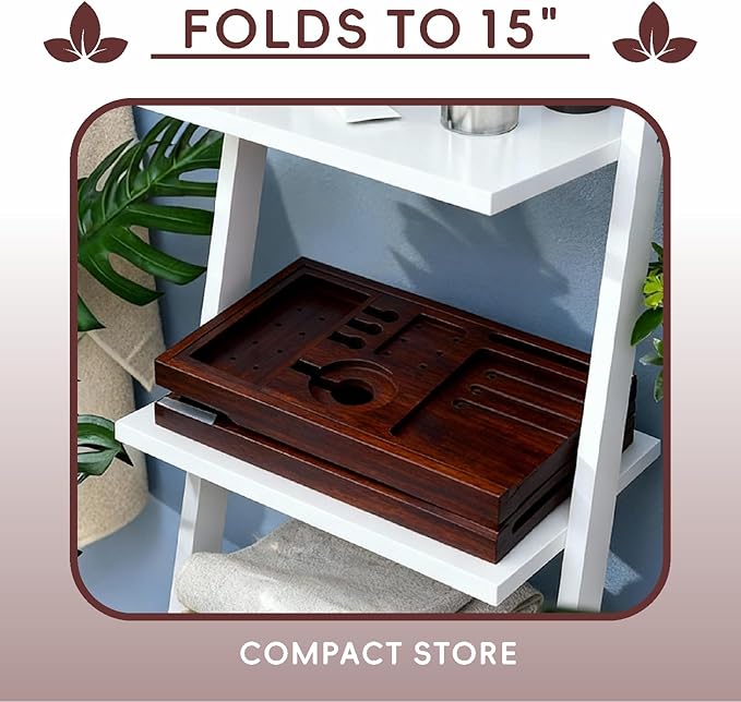 Premium Foldable Bamboo Bathtub Tray Caddy, Expandable Bath Caddy Tray with Holder, Brown Bath Shelf Over Tub, Spa Bathroom Accessories & Gifts for Home - Bloomnest