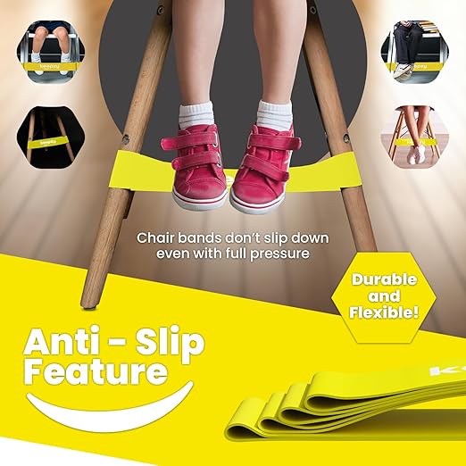 20 Pack Chair Bands, Anti Slip Chair Bands for Kids with Fidgety Feet, ADHD Chair Bands for Classroom, Desk Bands for Student Desks, Sensory Chair Rubber Bands - Bloomnest