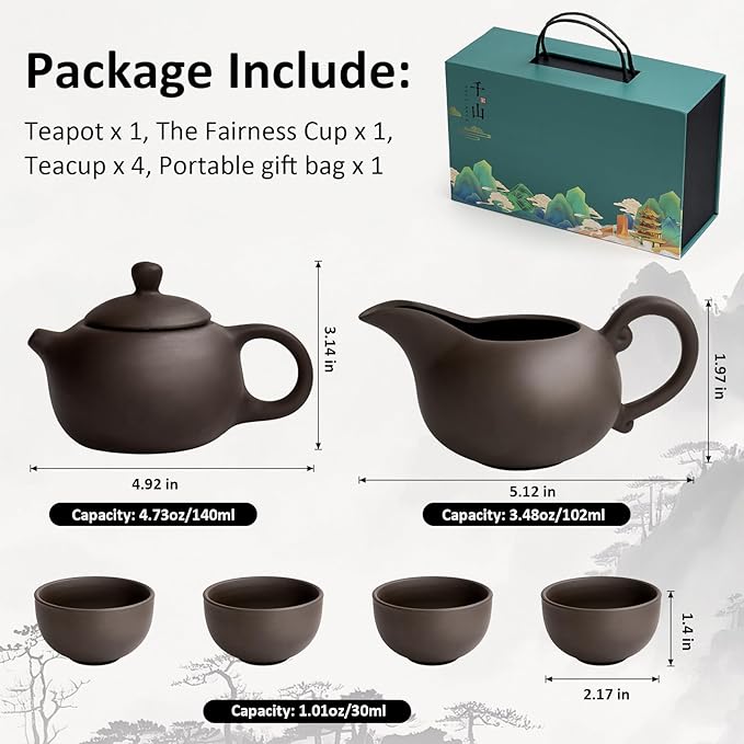 Chinese Tea Set, Gongfu Tea Sets, Travel Tea Sets, Teapot Set for Adult, Zisha Traditional China Teapot Set, Tea Gift Sets for Travel, Home, Outdoors and Office - Bloomnest