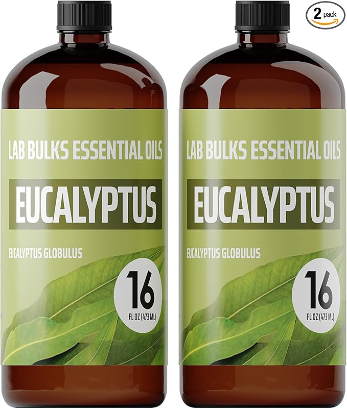 Lab Bulks Essential Oil Eucalyptus Essential Oil (2 Pack) for Diffusers, Home Care, Candles, Aromatherapy, 16 oz Bulk Bottle, Eucalyptus Oil Spray - Bloomnest