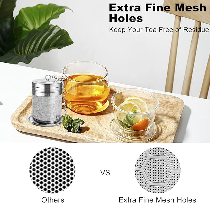 Numola Large Tea Infusers for Loose Tea, Extra Fine Mesh Large Tea Strainer for Spice Cooking, 304 Stainless Steel Tea with Extended Chain Hook for Teapot Cup - Bloomnest