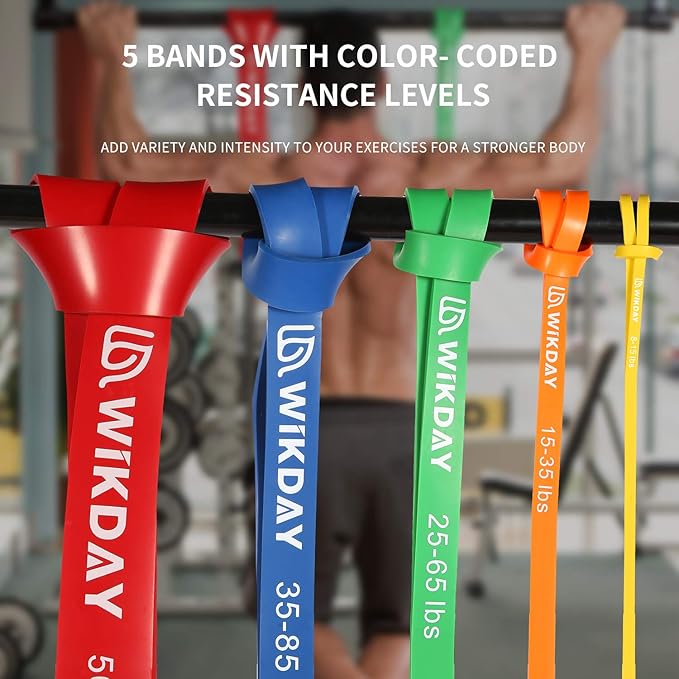 Resistance Bands, Pull Up Bands, Workout Bands for Exercise, Thick Heavy Resistance Band Set with Door Anchor, Elastic Bands for Body Stretching, Crossfit Training at Home/Gym Men & Women Women - Bloomnest