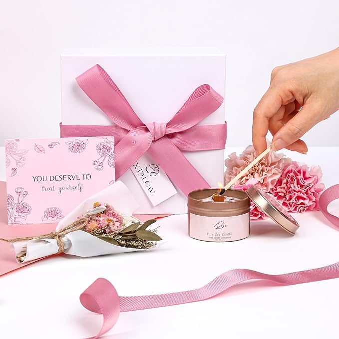 Spa Gifts for Women Bath and Body Gift Basket Valentines Day Gift Rose Home Spa Set Self Care Gifts for Mom Sister Her Wife Birthday Gifts for Women Spa Kit Care Package Thank You Gift