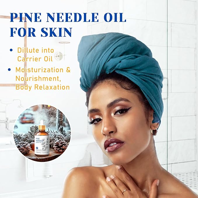 HIQILI Pine Needle Essential Oil, Strong Fresh Woody Fragrance for Better Breath Used with Aromatherapy Diffuser, Soap Candle Making Scent, DIY Perfume, Beard Shave and Cleaning Spray - 30ml - Bloomnest