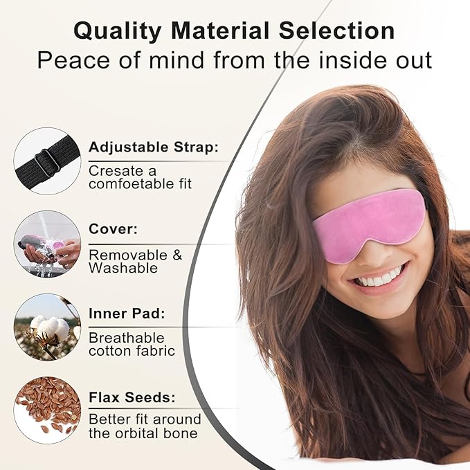 KOVNLO Heated Eye Mask, Washable USB Electric Moist Heat Warm Compress for Eyes, Eye mask with Flaxseed for Dry Eyes, Blepharitis, Chalazion, MGD, Stye Eye Treatment - Bloomnest