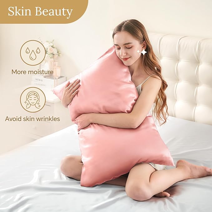 INFIIXSO Mulberry Silk Pillow Cases King Size Set of 2, Silk Pillowcase with Hidden Zipper 20"x36", Extraordinary Smooth and Soft Pillow Case for Hair and Skin(Blush Pink, 2 Pack) - Bloomnest