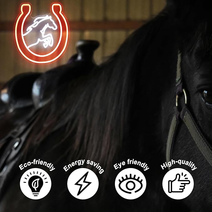 Horse Neon Sign for Wall Kentucky Derby Preakness Stakes Decoration Horseshoe Neon Light Cool Animal LED Sign for Bedroom Bar Man Cave Horse Racing Party Decor Western Cowboy Men Gifts - Bloomnest