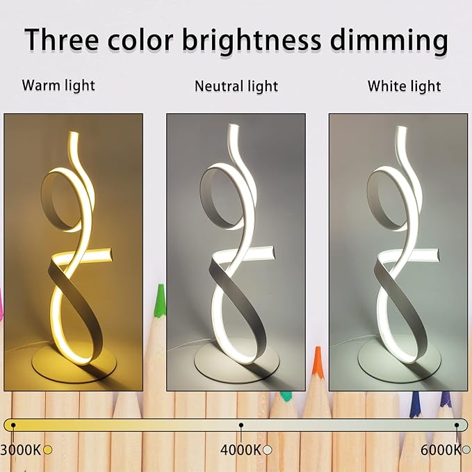 21inch High Brightness LED 3Color Touch Dimming Table Lamp for Bedside Lamp,Art Decorative Light,Stepless Dimmable Bedside Light，white Lights,modern lamps table,bedroom nightstand lamps(White) - Bloomnest