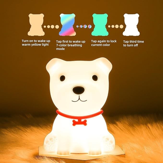 Tremdwoto Dog Night Light for Kids,Cute Colorful Night Light with Remote Baby Girl Squishy Night Lights Lamp Puppy Light Dimmable Nursery Lamp Nightlight Gift for Boys and Girls Kawaii Bedroom Decor - Bloomnest