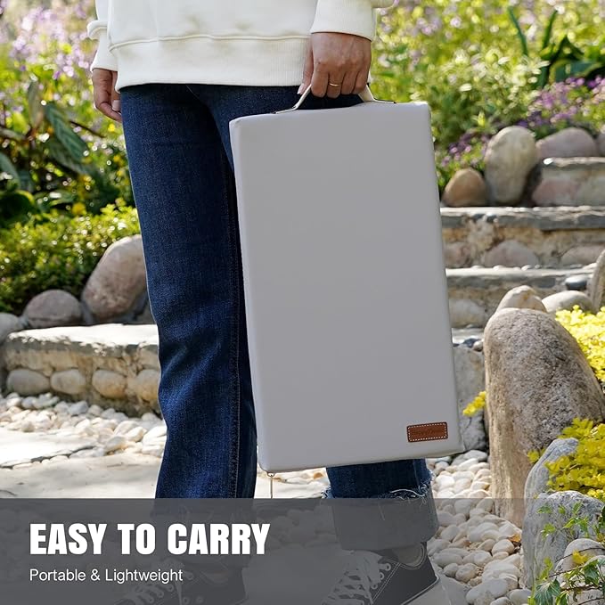 HappyPicnic Waterproof Garden Kneeling Pad - 2" Thick Soft Foam Kneeling Mat for Gardeners with Handle & Removable Cover, Knee Support for Bathing, Grey - Bloomnest