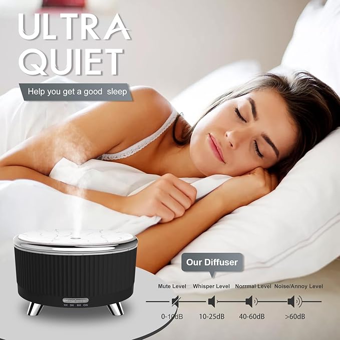 Diffusers for Essential Oils Large Room, 500ml Aromatherapy Diffuser Cool Mist Humidifier with Remote Control,7 Colors Lights & 3 Mist Mode Waterless Auto Off for Women Office Home Black Sliver - Bloomnest