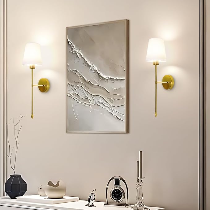 Battery Operated Wall Sconce Set of 2, 15 Colors Rechargeable Wall Lights with Dimmable Bulbs and Remote, Gold Wireless Wall Lamp for Living Room Hallway Bedroom - Bloomnest