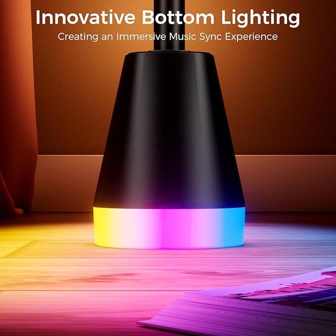 RGB Corner Floor Lamp, 60 Inch Bright Standing Lamps for Bedroom with APP and Remote Modern Floor Lamp Color Changing Ambience Light with Music Sync and 16 Million Colors - Bloomnest