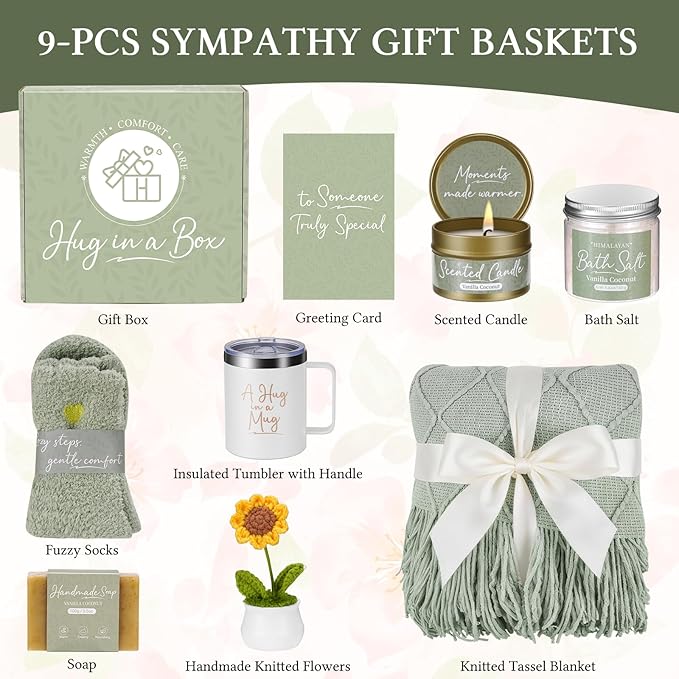 Valentines Day Gifts for Her Women Girlfriend Wife, Sending Sunshine Birthday Gifts for Women Mom Daughter Self Care Gift Basket, Get Well Soon Relaxing Spa Gift Set Care Package Sympathy Gift Baskets - Bloomnest