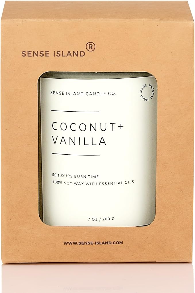 Coconut Vanilla Scented Candle with Wood Wick– 7oz Soy Wax | Sensual Coconut Milk Vanilla Sand | Long Lasting Highly Scented Candle for Women | Warm Gourmand Fragrance | Gift for Her, Bedroom or Bath - Bloomnest