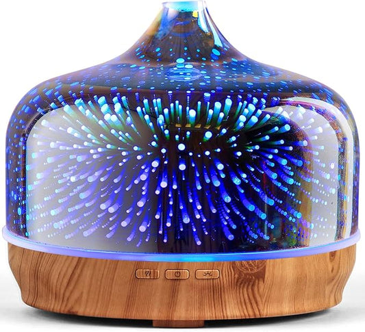 Porseme 500ml Essential Oil Diffuser 3D Glass Aromatherapy Ultrasonic Humidifier - Auto Shut-Off, BPA Free for Home Hotel Yoga Gift - Bloomnest